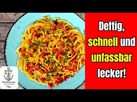 Deftige Spaghettipfanne mit Jagdwurst und Käse - schnell & lecker