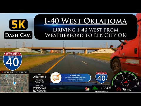 Let's Drive on West I-40 from Weatherford to Elk City Oklahoma in 5K Ultra HD
