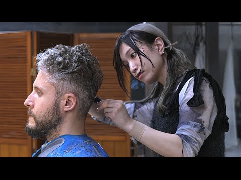 💈(ASMR) Super Relaxing Haircut Session with Head Spa & Massage by Cute Japanese Lady Barber Shinomi