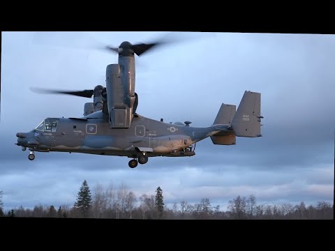 US Special Operation Wing train wtih Estonian SOF in CV-22B Ospreys.