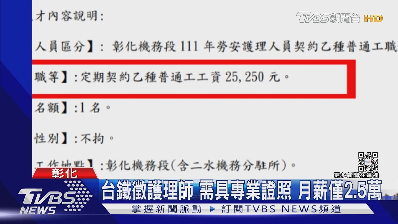 台鐵徵護理師需具專業證照　月薪僅2.5萬