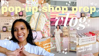 vendor market inventory prep with me🎀🤍🕯️🧵 small business owner vlog, sewing makeup pouches