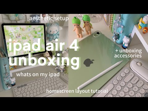 ipad air 4 unboxing 🍈 aesthetic setup & tour + accessories | (green) 