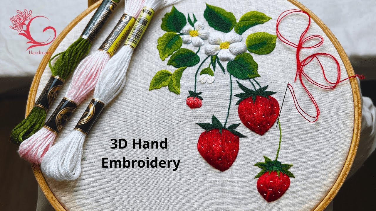 3D Hand Strawberry Embroidery Tutorial | Step-by-Step Guide for Beginners