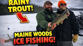RAINY TROUT?! Ice Fishing a Newly Opened Maine Lake