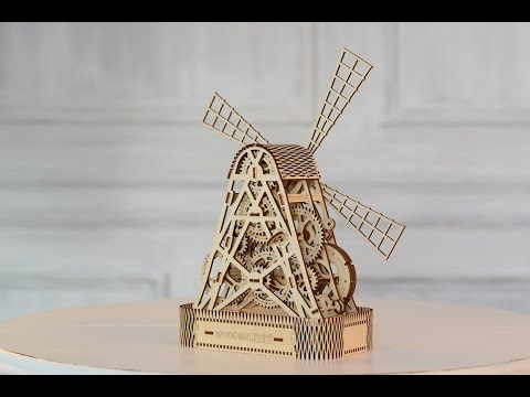 Деревянный механический 3D-пазл Wooden.City Мельница Превью 12