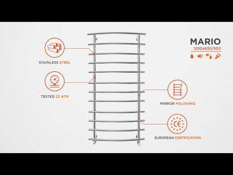 Водяной полотенцесушитель Mario Марио 1.1.0703.01.P (4820111350155, 1200x630, хром/белый глянец/черный матовый)