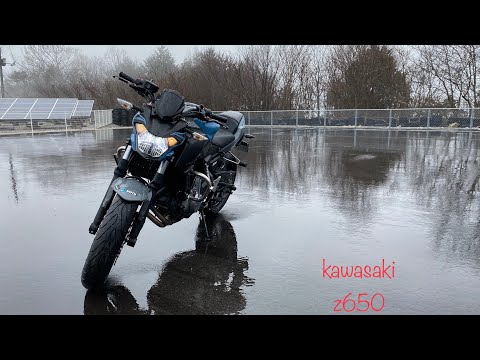 kawasaki z650 rain practice in BMG 2023.2.18 備北二輪ジムカーナ場