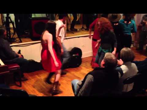 Adrian and Todd lead Rail Splitters flatfooting hoedown at Harlan's Jamboree