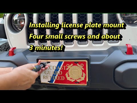 Mopar 68293738AA Front License Plate Kit for 18-20 Jeep  JL and JT with Plastic Rubicon Bumper