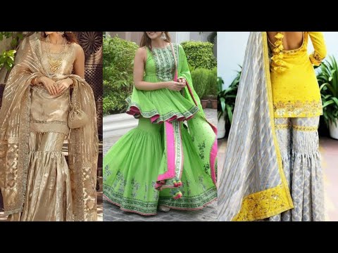 30+ Gharara and  Sharara dresses for Wedding and Party | Adeeba | #gharara #sharara