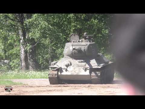 World War II Combat Show - AT Tank Gun And T-34/85 Tank In Defensive Position