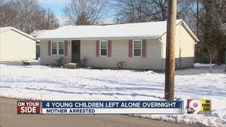 Four children left alone overnight