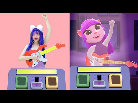 Imitate Angela Playing Exciting Guitar - My Talking Angela 2 In Real Life VS Cute Girl Part 36