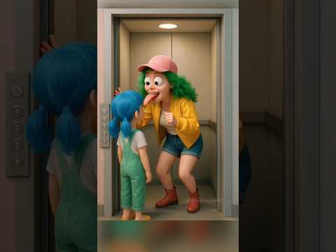 An little girl with the ghost in the elevator #cute #funny #animation #cartoon #trendingshorts