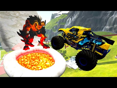 Cars Jumping Into a giant devil toilet with lava * BeamNG.Drive