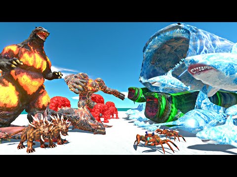 Sea Monsters Fights | Ice Itself vs Burning Monsters - Animal Revolt Battle Simulator