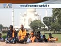 Rashtriya Swabhimaan Dal leaders recite Shiv Chalisa inside Taj Mahal premises
