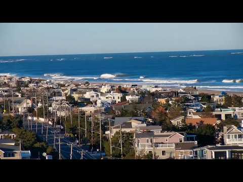 Overhead view of Harvey Cedars with good swell