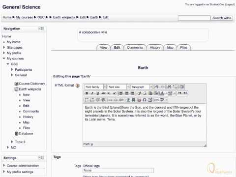 Moodle - Introduction to wiki activity