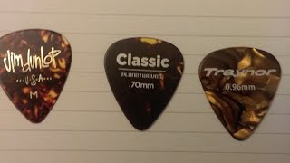 Video thumbnail for Battle of the celluloids - celluloid picks from Fender, Traynor, Jim Dunlop, and D'Addario by earthsteward9 Guitar Pick Reviews