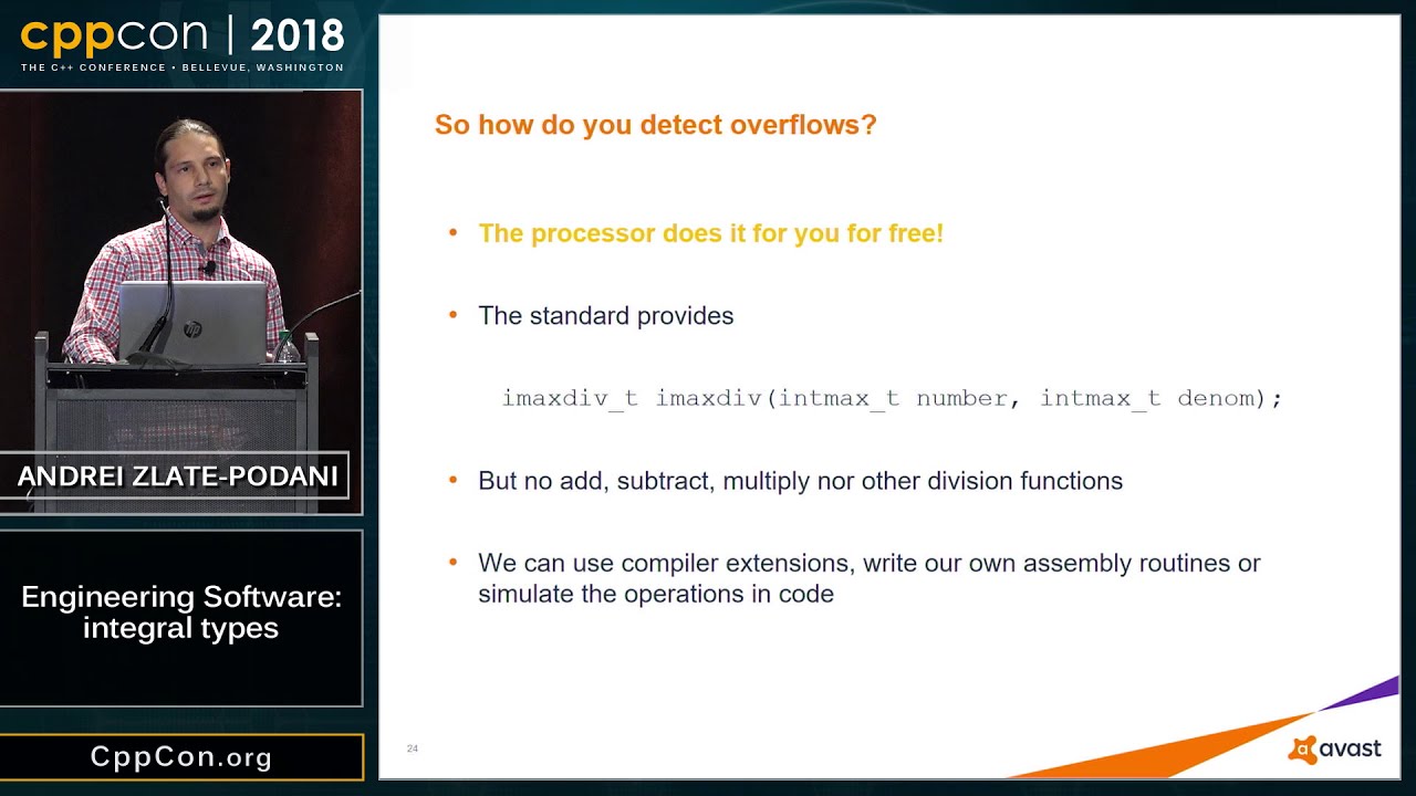 Engineering Software: integral types - Andrei Zlate-Podani [ CppCon 2018 ]