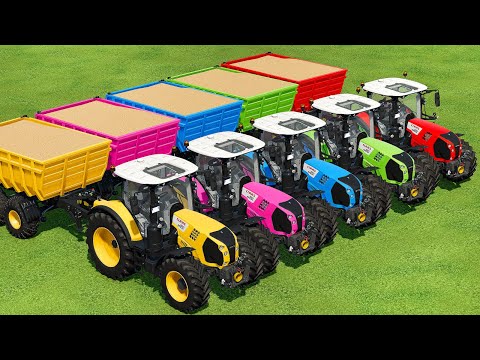 HARVESTING SOYBEANS, LOAD AND SEELING WITH COLORED CLAAS TRACTORS - Farming Simulator 22