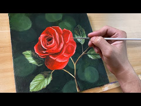 How to Paint Red Rose / Acrylic Painting / Correa Art