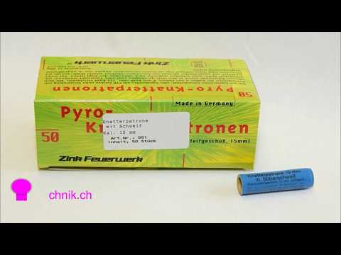 Knatterpatrone mit Schweif von Zink 15mm im Feuertopf mit 7 Stk