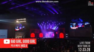 131103 miss A - Goodbye Baby & Bad Girl Good Girl [YOUTUBE MUSIC AWARDS]