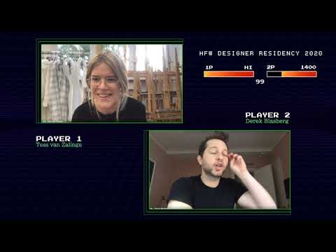 Derek Blasberg during HFW Designer Residency in discussion with Tess Van Zalinge