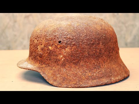 Preservation Very Rusty German Luftwaffe Helmet M40 ET64 - Restoration Project