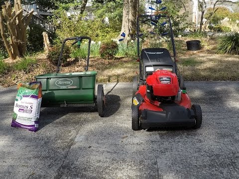 Cold Start Troy Bilt TB230,  Scotts  Feed The Lawn 2017! - Emerald Isle, NC - March 14, 2017