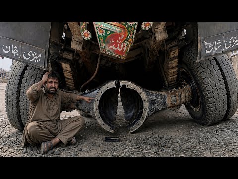 Overloaded Pakistani truck Rear Axle Tube Broken into 2 pieces  