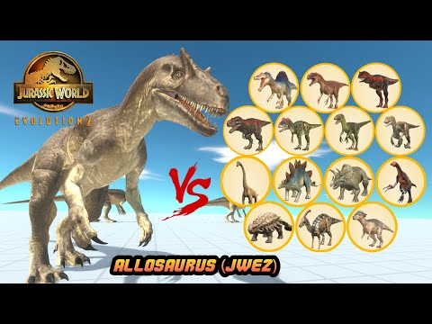 (JWE2) ALLOSAURUS V2.0 vs ALL UNITS DINOSAURS - Animal Revolt Battle Simulator New