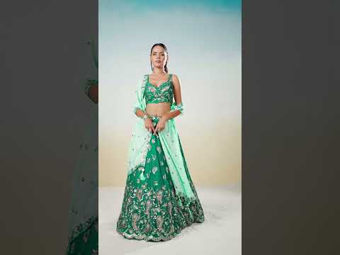 Green Pure Georgette with heavy Sequins embroidery Semi-Stitched Lehenga choli & Dupatta
