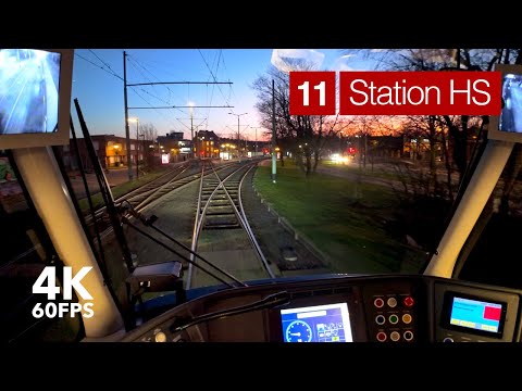 Driving a tram at sunset | 🚊 HTM Line 11 | 4K Tram Cabview | 🇳🇱 The Hague | Siemens Avenio