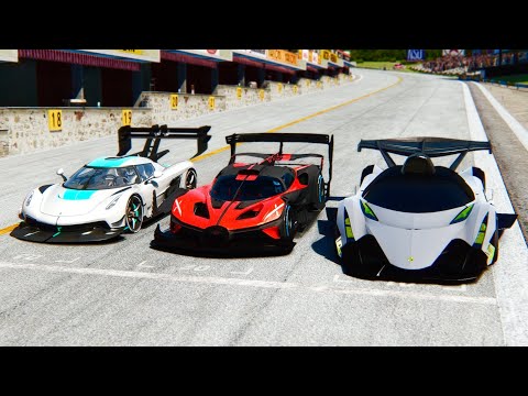 Bugatti Bolide GTR Concept vs Koenigsegg Jesko GTR Concept vs Devel Sixteen GTR - Drag Race 20 KM