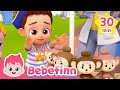 🐒 Five Little Monkeys Jumping On The Bed and More Nursery Rhymes| Bebefinn Sing Along2 | Kids Songs