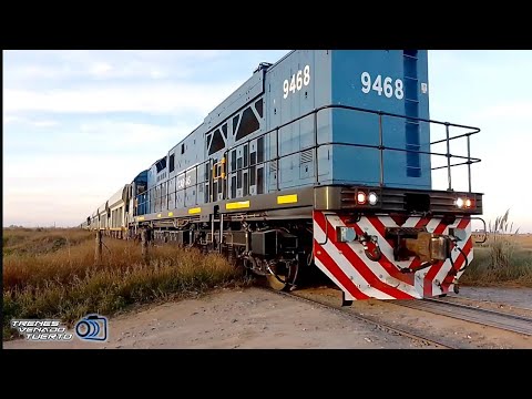 CRRC 9468 con el fundente vacío + 9474 v/s hacia San Eduardo. #trenesargentinoscargas 