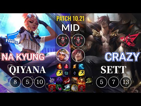AF Na Kyung Qiyana vs RW Crazy Sett Mid - KR Patch 10.21