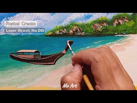 Acrylic Beach Painting l Acrylic painting for beginners l Mo Art