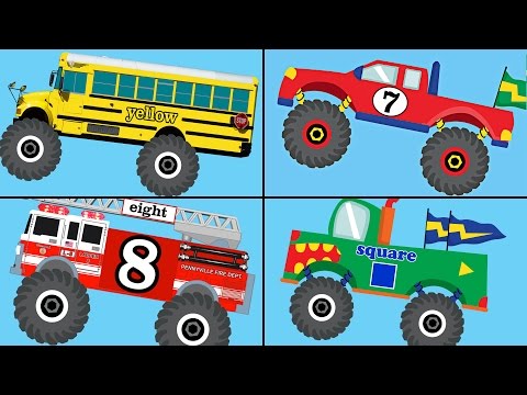Monster Trucks Teaching Collection Vol. 1 - Learn Colors, Colours, Numbers & Shapes Video