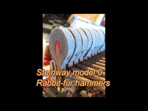 Rabbit-fur hammers on Steinway model A (not O as claimed in video)