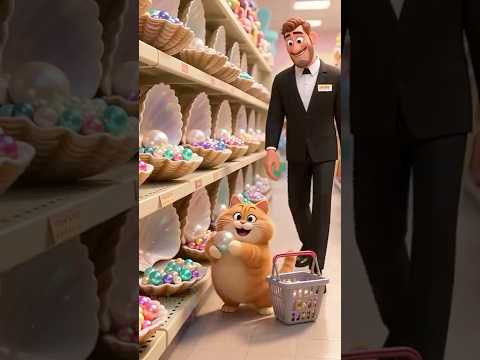 😿Cat's Pearl Mishap! Who Rescues? ⚪️💗✨!#shorts #funny #cat #cute #animals #comedy#cartoon