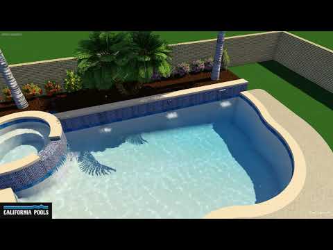 Rose St Burbank 17'x27 free-form pool with a 7' radius spa.  +18" bond beam with sheer descents