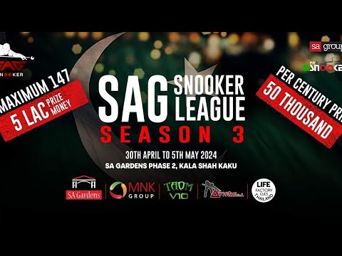 SAG Snooker League Season 3 |Muhammad Asif vs Asjad Iqbal d| Live with Shoaib Arif | Day 2 | Top 16
