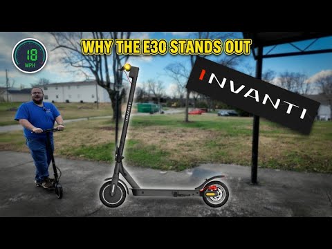 INVANTI E20 Electric Scooter with 350W Motor, Max 19 Miles & 18 MPH, 8.5" Solid Tires, APP Control & Dual Brakes, Cruise Control, Foldable and Portable Commuter Electric Scooter (Black) video review thumbnail
