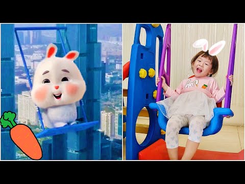 Qania and super cute fat rabbit | the cute bunny makes you laugh