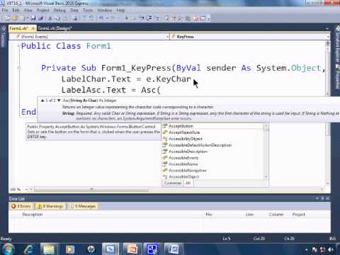 Visual Basic 2010 Express Tutorial 16 - ASCII Tables and Values